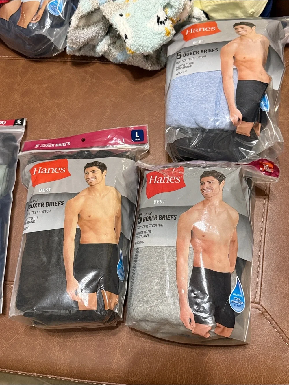 Hanes Men's Boxer Briefs Pack - Black, Gray, Light Blue